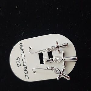 Sterling Silver Cross  earring set With CZ